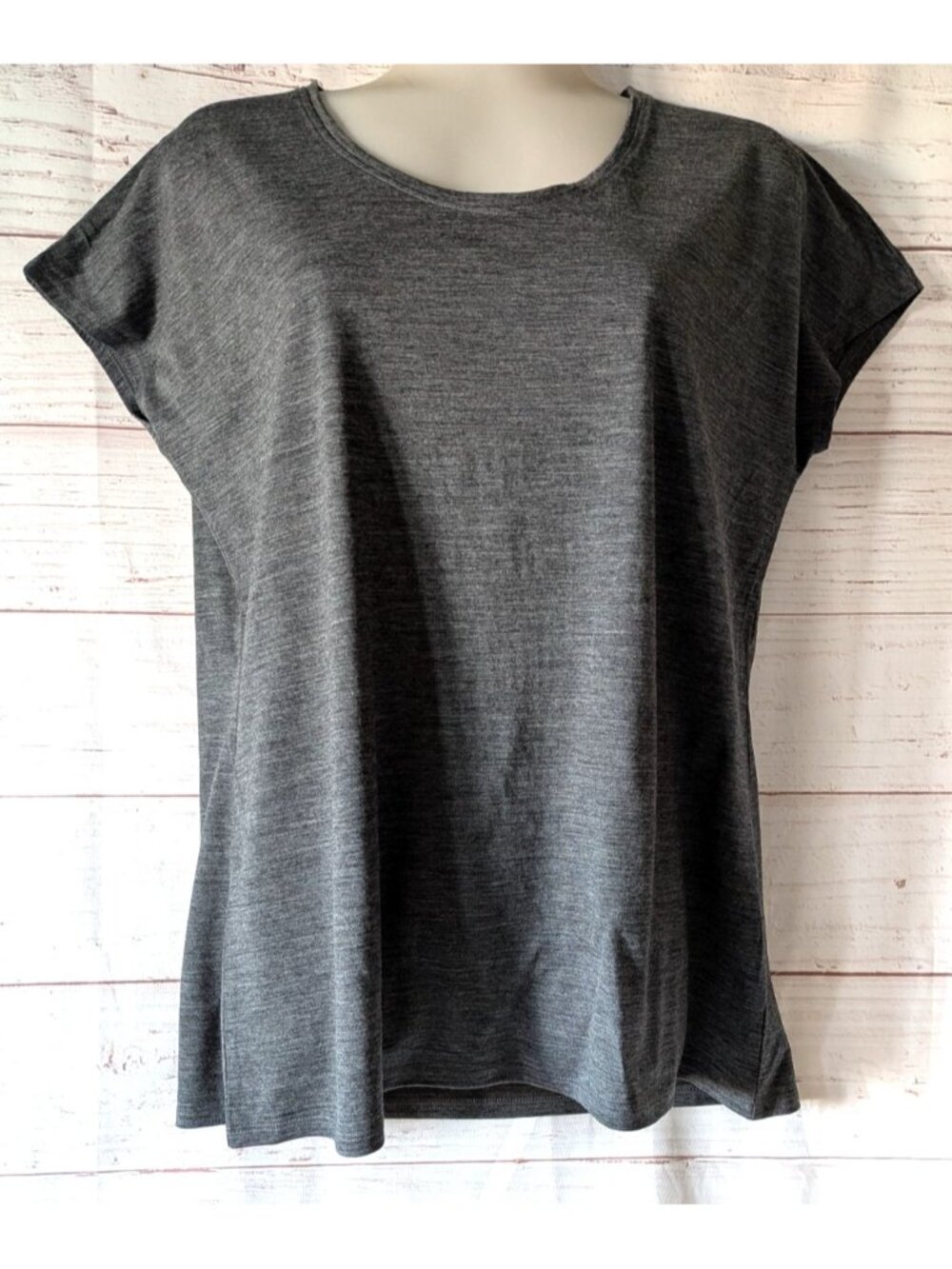 Ibex Women's T-Shirt Merino Wool Gray Short Sleeves Knit Stretch Size L Canada
